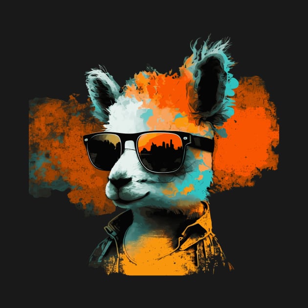 Summery DJ llama/alpaca with sunglasses in a cool style by MLArtifex