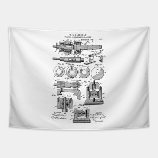 Marking or graduating machine Vintage Retro Patent Hand Drawing Funny Novelty Gift Tapestry