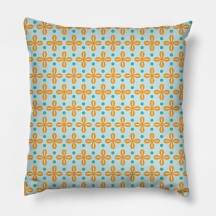 Floral Geometric Pattern Orange, Aqua and Teal Pillow
