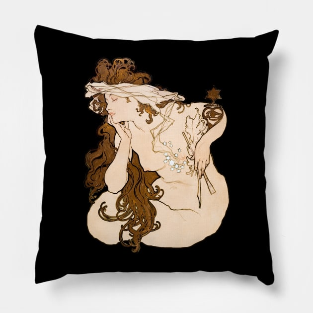 Godess woman vintage painting Pillow by Phantom Troupe