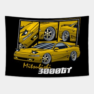 Mitsubishi 3000GT, JDM Car Yellow Tapestry