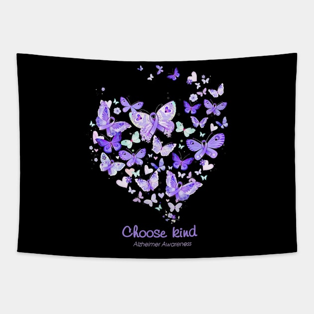 Choose Kind Alzheimer Awareness Butterflys Heart Gift Tapestry by thuylinh8