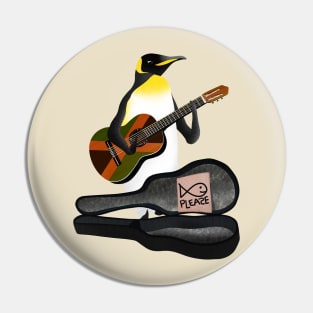 Penguin Playing Guitar Pin