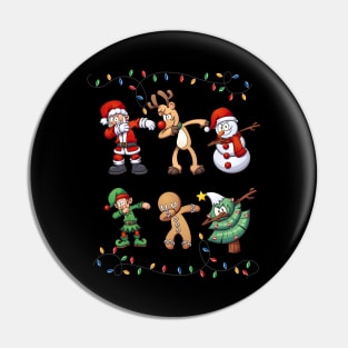 Santa Claus, Elf, Christmas Lights, Reindeer, Gingerbread, Snowman, Penguin, Santa Hat And The Trendy Dab Dance Pose Gifts Christmas Funny Pin