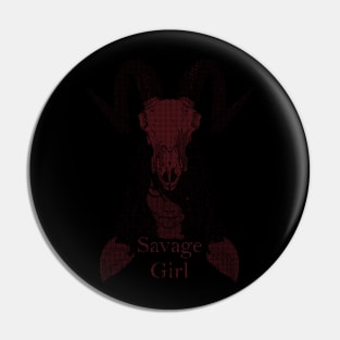 ASCii Savage Girl w/ text (Red) Pin