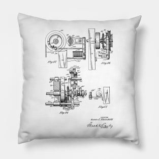 Automatic Bowling Mechanism Vintage Patent Hand Drawing Pillow