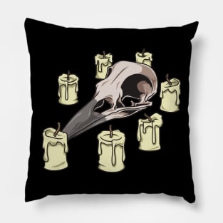 Skulls and candles - Gothic crow skull Pillow