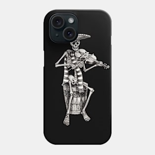 Sugar skull playing violin celebration day of the dead. Phone Case