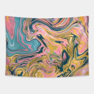 Shades of Pastel Green Pink Yellow Aesthetic Marble Pattern Tapestry