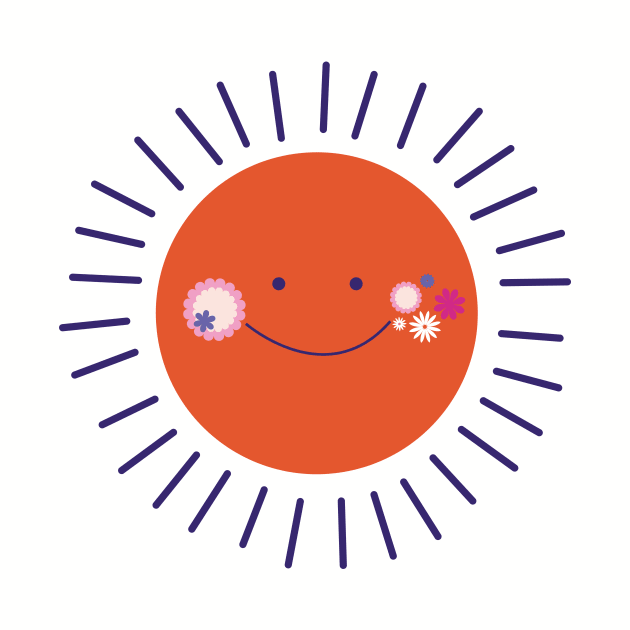 Summer cute funny happy smiling sun with flowers by sugarcloudlb-studio