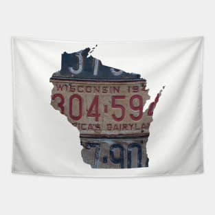 Wisconsin Vintage License Plates Tapestry