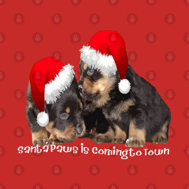 Santa Paws Is Coming To Town Cute Rottweiler Xmas by taiche