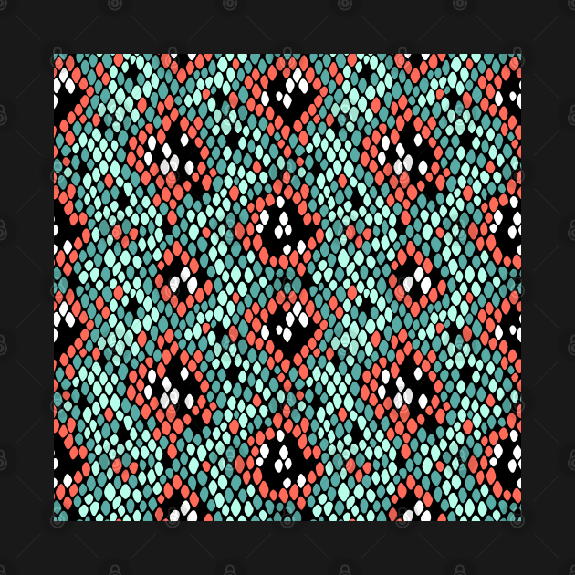 Snakeskin Pattern (Coral and Mint) by illucalliart