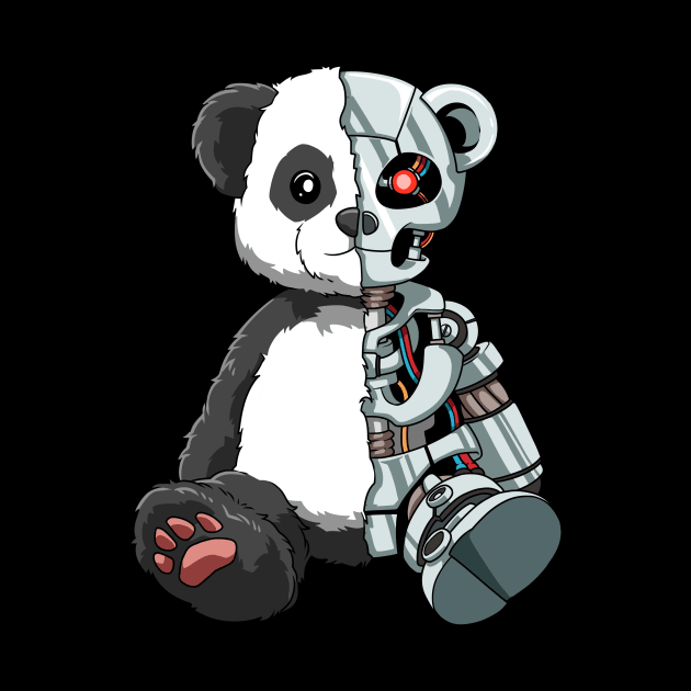 Cute Panda Bear Scary Robot Cybernetic Animal Lover by melostore