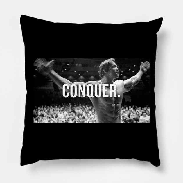 Arnold Schwarzenegger CONQUER Icon! Pillow by ericsj11