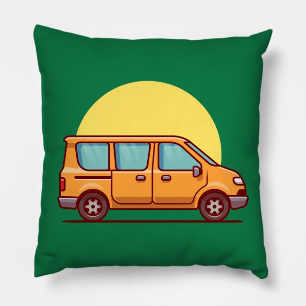 Van Car Cartoon Illustration Pillow by Catalyst Labs