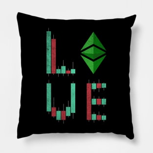 Vintage LOVE Stock Chart Ethereum Classic ETH Coin Valentine Crypto Token Cryptocurrency Blockchain Wallet Birthday Gift For Men Women Kids Pillow