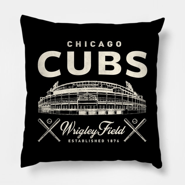 Cubs Wrigley Field 2 by Buck Tee Pillow by Buck Tee