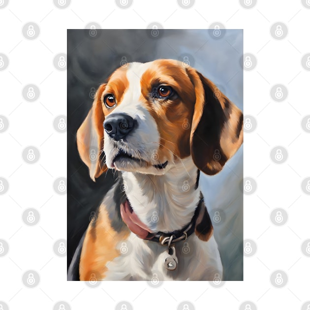 Cute Beagle Dog Breed Oil Painting by Art-Jiyuu