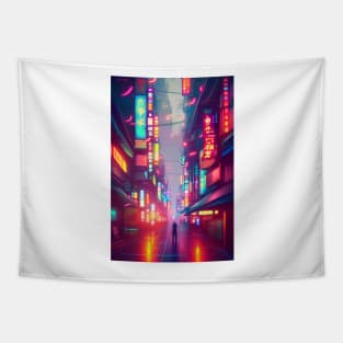 A Man in Tokyo Neon Anime Japan Vibes <3 Tapestry