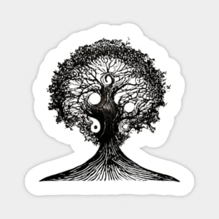 TREE OF LIFE Witchy Nature Lover Linocut Illustration Magnet