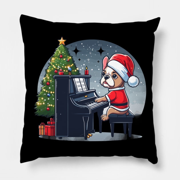 French Bulldog Playing Piano Christmas Pillow by Graceful Designs