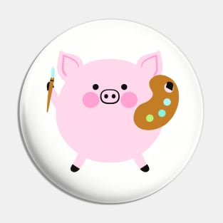 Cute Artist Pig Pin