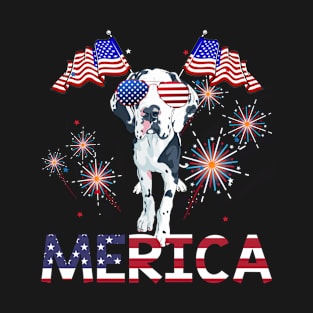 Merica Great Danes Usa American Flag Independence T-Shirt