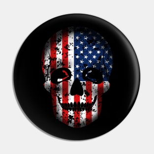 Distressed American flag and skull - USA Patriot Pin