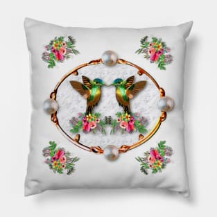 Hummingbirds and Flowers Pillow