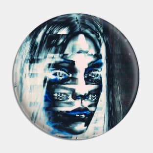 ANGELIC Glitch Art Glitchy Trippy Dark Aesthetic Portrait Pin