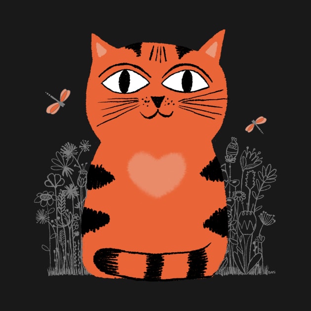 Bright Eyed Orange Kitty With Big Heart In The Garden by LittleBunnySunshine