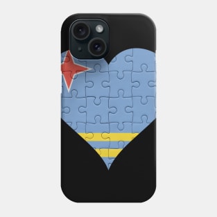 Aruban Jigsaw Puzzle Heart Design - Gift for Aruban With Aruba Roots Phone Case