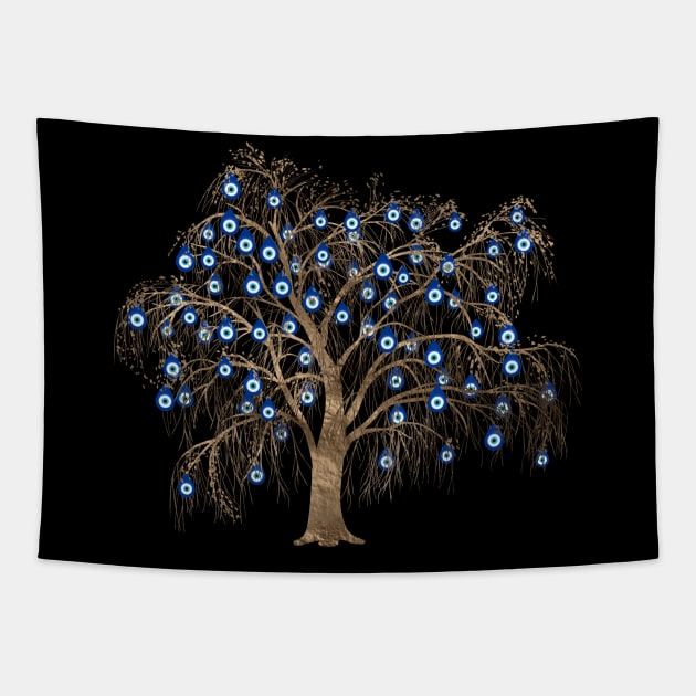 Nazar Charm Tree - Nazar eye - Turkish Eye Tapestry by Nartissima