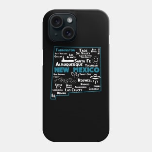 Cute map of Farmington New Mexico Albuquerque Map Santa Fe Los Alamos, Taos,Roswell Las Cruces Deming Carlsbad Silver City Phone Case