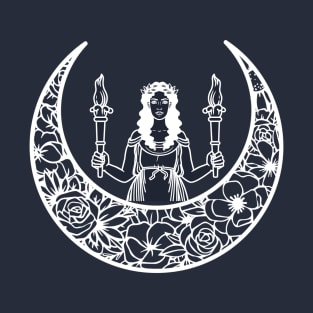 Floral Crescent Moonlit Maiden T-Shirt