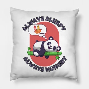 kawaii panda always sleepy Pillow