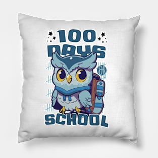 100 days of school featuring a Cute owl with a bagpack #4 Pillow