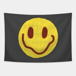 Yellow and Maroon Vintage Smiley Face Tapestry