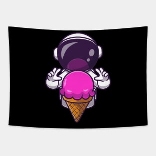 Astronaut Fortune Telling with Planet Ice Cream Cartoon Tapestry