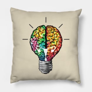 Light bulb brain, female crative idea Pillow