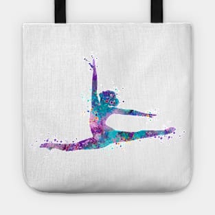 Girl Gymnastics Twine Watercolor Silhouette Tote