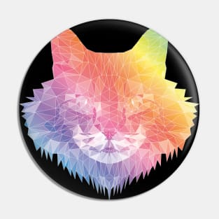 Maine Coon Cat Polygon Art - Rainbow Pin