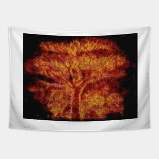 lone tree ablaze and consumed by fire Tapestry