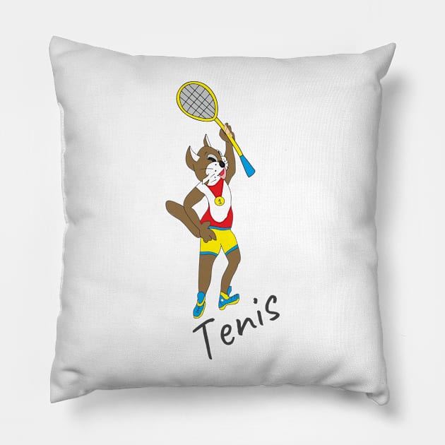 cat tennis player Pillow by Alekvik