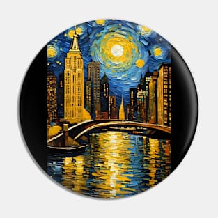 Starry night style New York city Pin