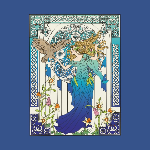 Celtic Woman (cream on blue) by Soth Studio