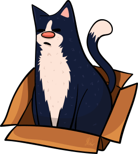 Black and White Cat in a Box Magnet