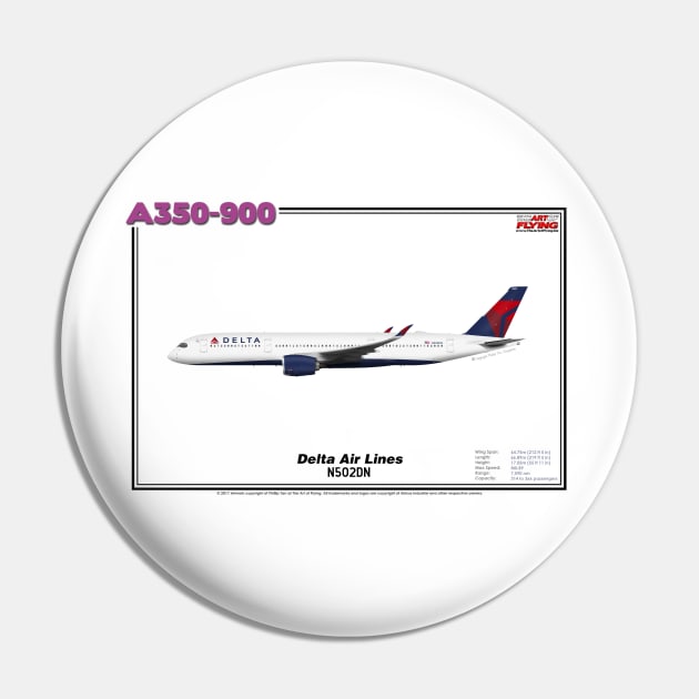 Airbus A350-900 - Delta Air Lines (Art Print) Pin by TheArtofFlying