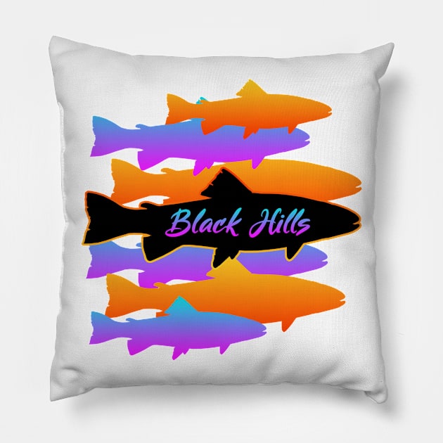 Black Hills Fishing Trout Pillow by Shawnsonart